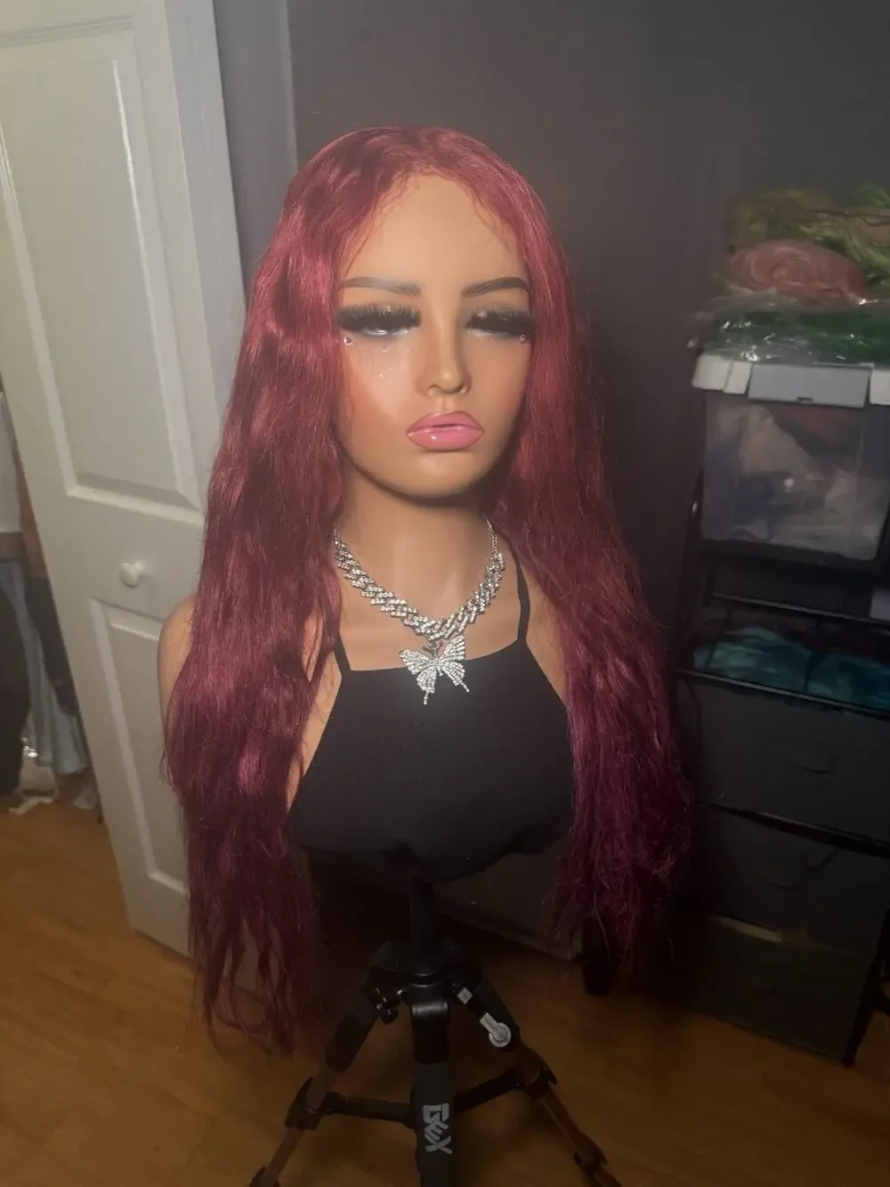 Human Hair 13x6 Lace Front Wig – Burgundy/Red